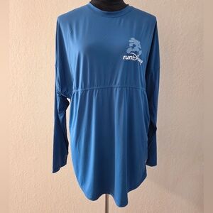 Run Disney Spirit Jersey Blue Long Sleeve Size M UPF 50 Mickey Mouse